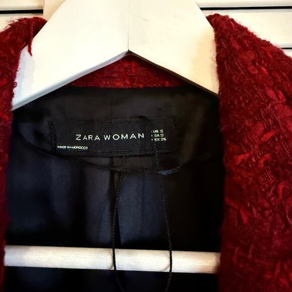 Zara Red Tweed Long Blazer - Picture 3 of 4